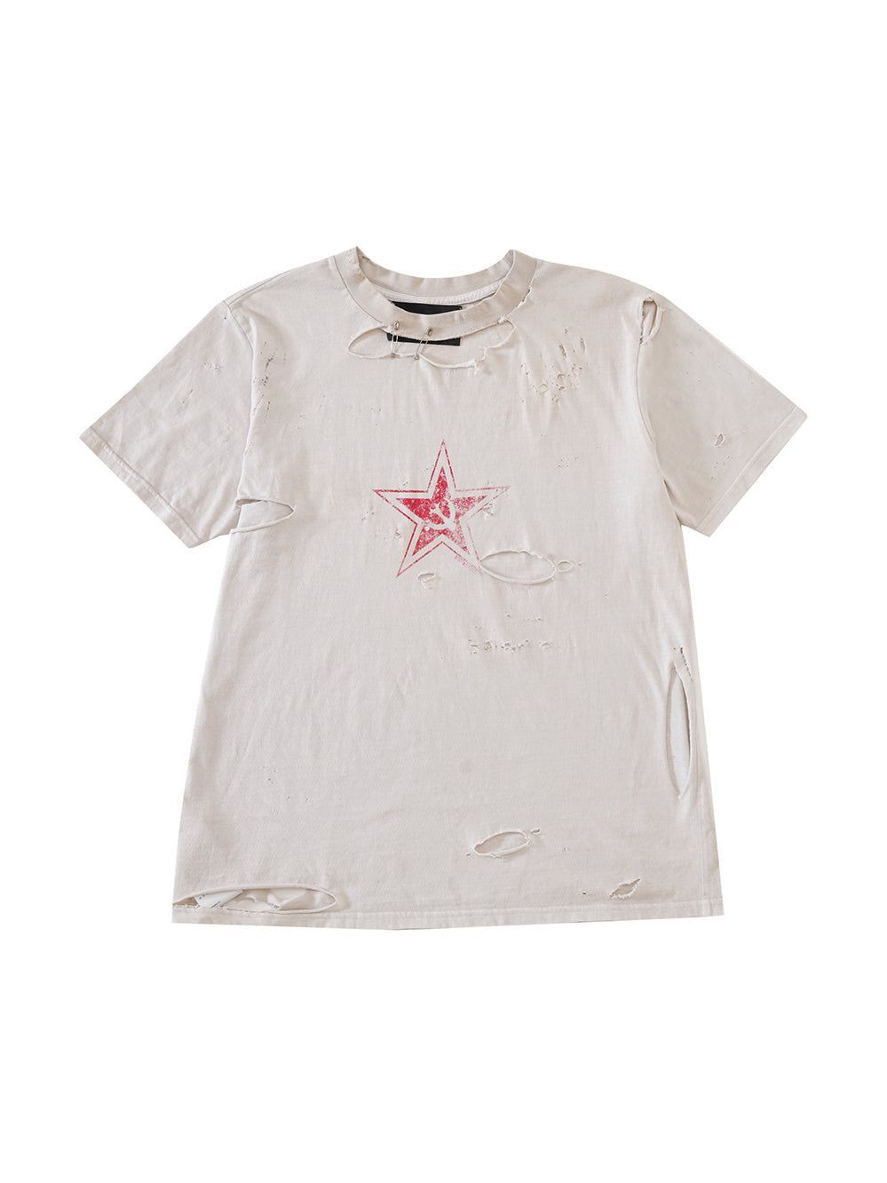 Star print distressed T-shirt