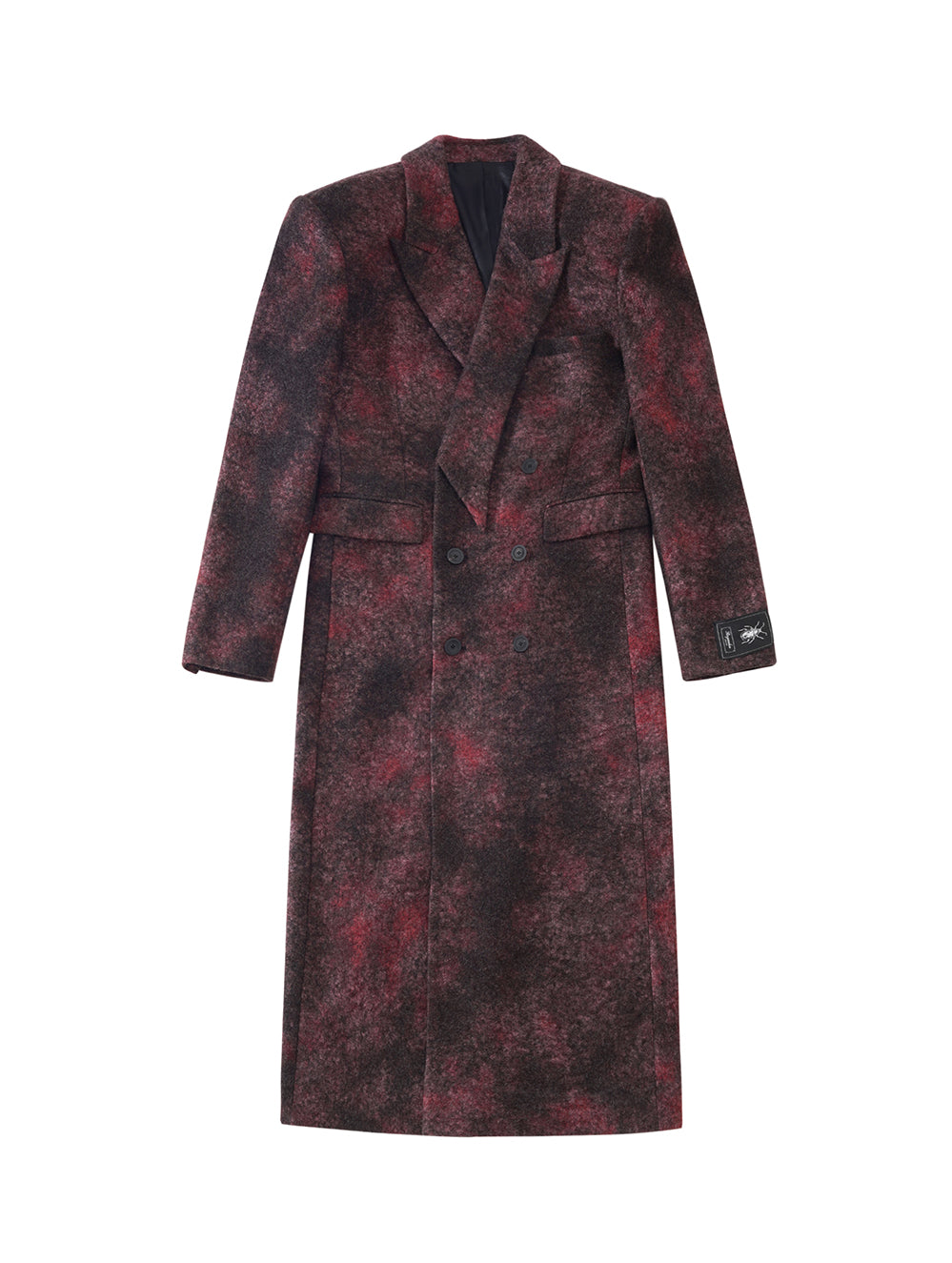 Black red woolen coat