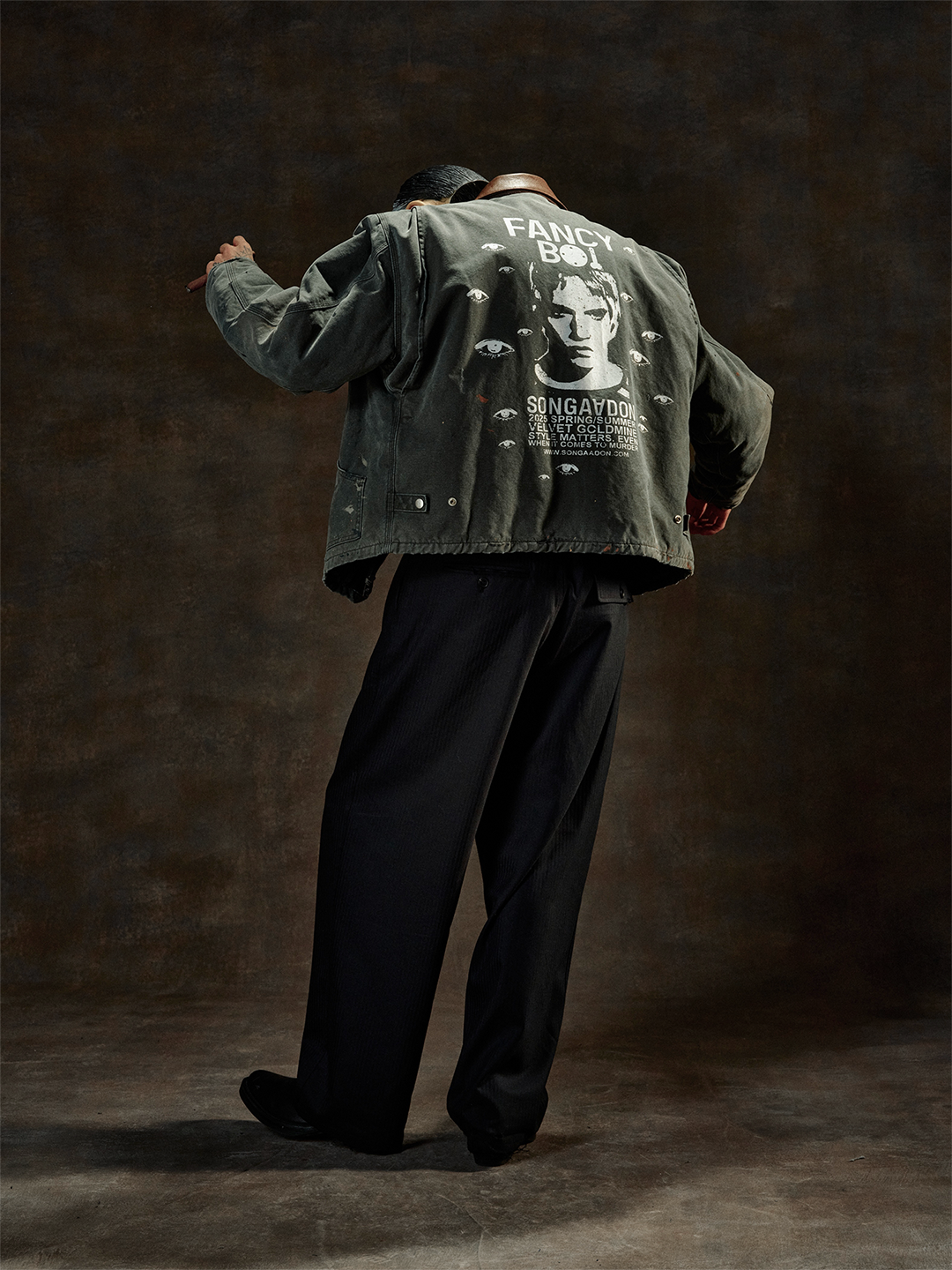 SONGAADON 25SS Leather collar Canvas Quilted Jacket